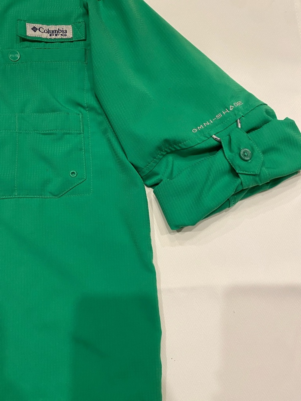 Columbia PFG Men’s S Bright Green Long-Sleeve Button-Down Shirt - Picture 3 of 8